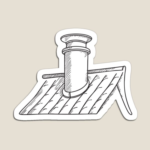 Item preview, Doodle illustration of a roof vent emerging from neatly laid shingles designed and sold by rasagamastore.