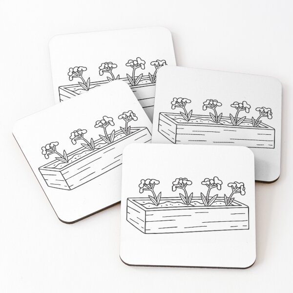 Item preview, Doodle illustration of blooming verbena arranged in a small garden bed designed and sold by rasagamastore.