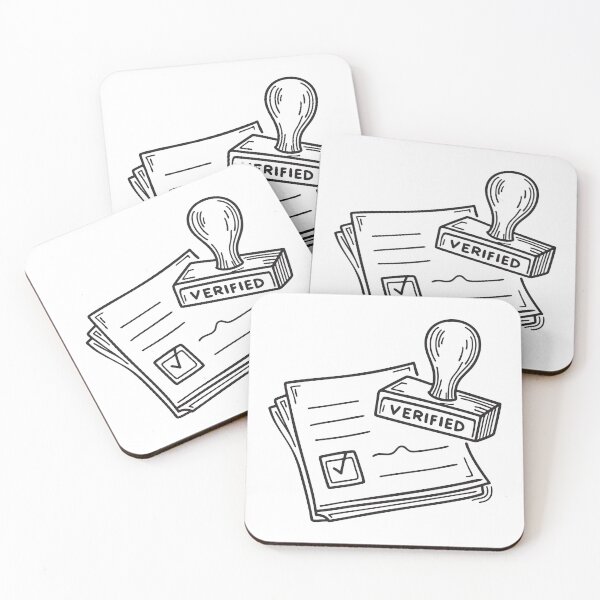 Item preview, doodle illustration of a stamp pressing the word verified on a sheet of paper designed and sold by rasagamastore.