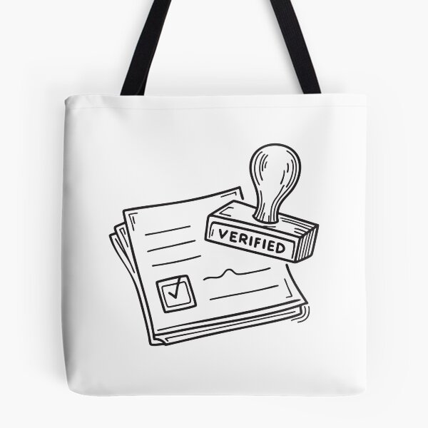 Item preview, doodle illustration of a stamp pressing the word verified on a sheet of paper designed and sold by rasagamastore.