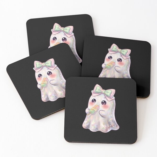 Item preview, Cute Kawaii Ghost Eating a Mochi Design /  Japanese / Korean / Tops / Anime / Halloween Decors / Foodie T-shirts mugs stickers phone case journal poster designed and sold by TeenLake.