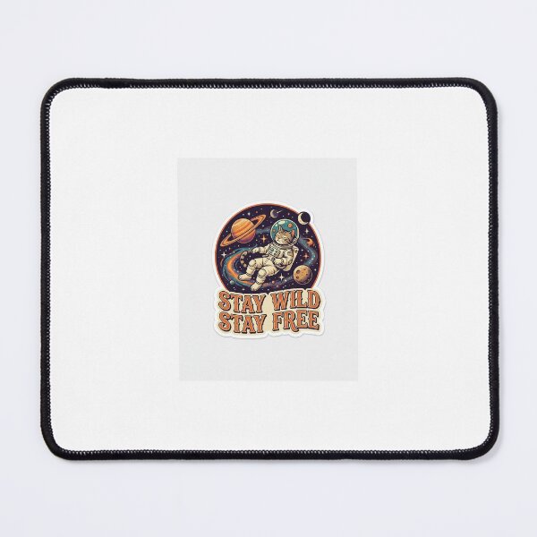 Item preview, Stay Wild Stay Free Retro Astronaut Cat Space Sticker designed and sold by HookPixelStudio.