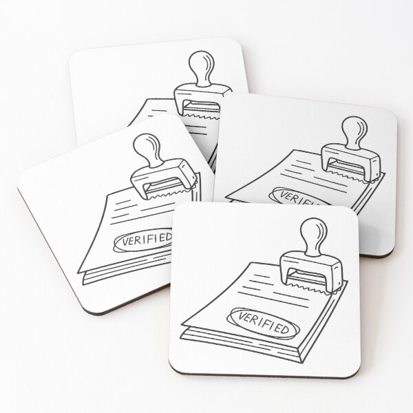 Item preview, doodle illustration of a bold verified stamp being applied on a paper document designed and sold by rasagamastore.