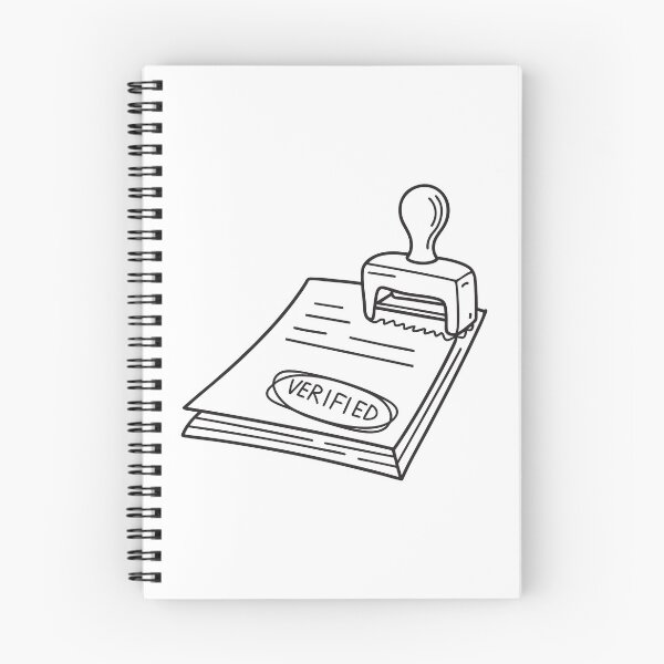 Item preview, doodle illustration of a bold verified stamp being applied on a paper document designed and sold by rasagamastore.