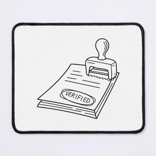Item preview, doodle illustration of a bold verified stamp being applied on a paper document designed and sold by rasagamastore.