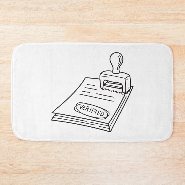 Item preview, doodle illustration of a bold verified stamp being applied on a paper document designed and sold by rasagamastore.