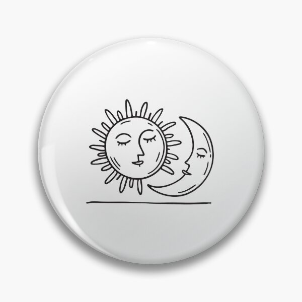 Item preview, doodle illustration of a smiling sun and moon looking at each other above the clouds designed and sold by rasagamastore.