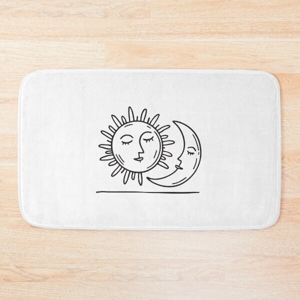 Item preview, doodle illustration of a smiling sun and moon looking at each other above the clouds designed and sold by rasagamastore.