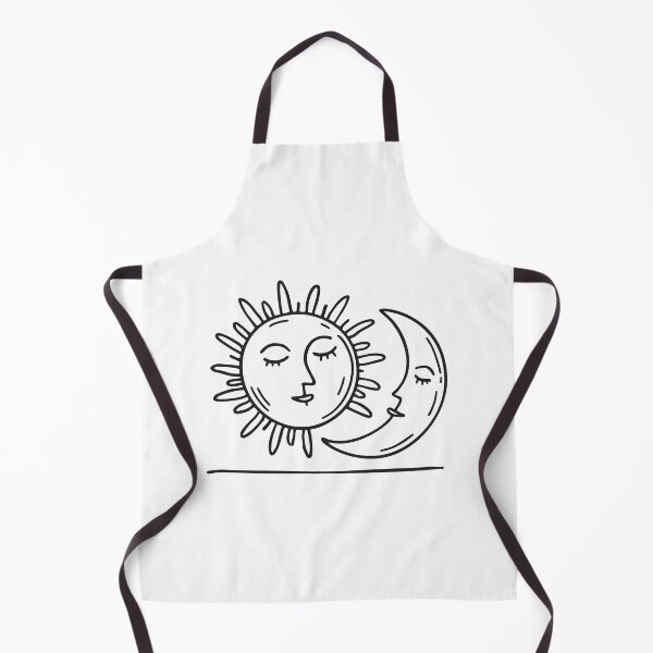 Item preview, doodle illustration of a smiling sun and moon looking at each other above the clouds designed and sold by rasagamastore.