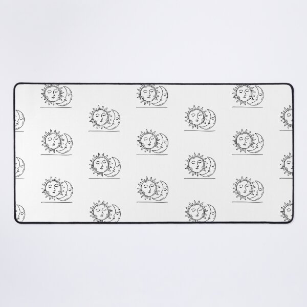Item preview, doodle illustration of a smiling sun and moon looking at each other above the clouds designed and sold by rasagamastore.