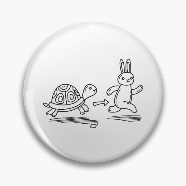 Item preview, doodle illustration of a turtle sprinting ahead of a rabbit in a grassy field designed and sold by rasagamastore.