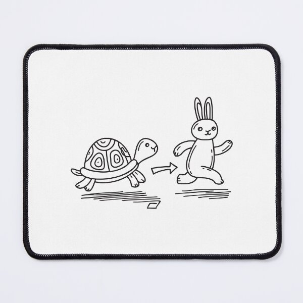 Item preview, doodle illustration of a turtle sprinting ahead of a rabbit in a grassy field designed and sold by rasagamastore.