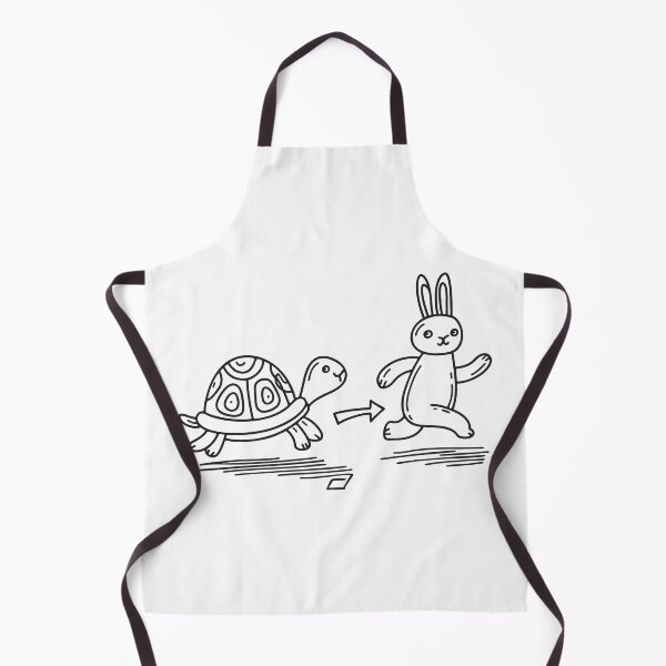 Item preview, doodle illustration of a turtle sprinting ahead of a rabbit in a grassy field designed and sold by rasagamastore.