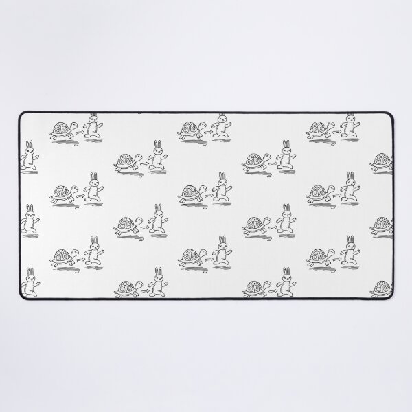 Item preview, doodle illustration of a turtle sprinting ahead of a rabbit in a grassy field designed and sold by rasagamastore.