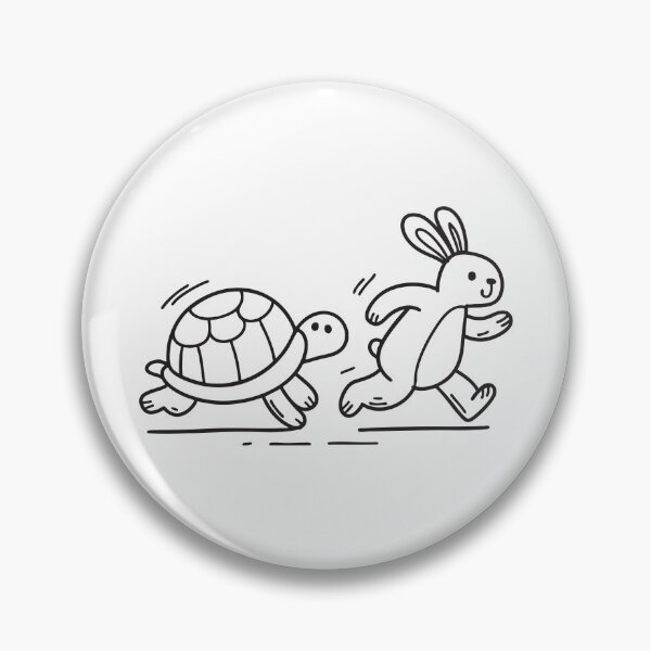 Item preview, doodle illustration of a determined turtle racing beside a surprised rabbit designed and sold by rasagamastore.