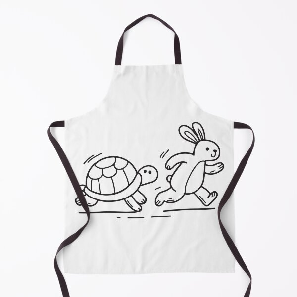 Item preview, doodle illustration of a determined turtle racing beside a surprised rabbit designed and sold by rasagamastore.
