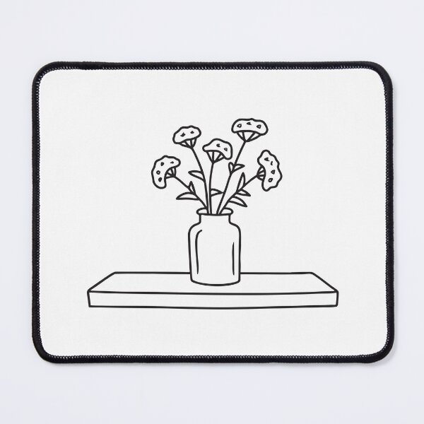 Item preview, doodle illustration of a rustic vase holding verbena and wild blooms on a wall shelf designed and sold by rasagamastore.