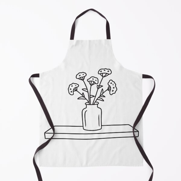 Item preview, doodle illustration of a rustic vase holding verbena and wild blooms on a wall shelf designed and sold by rasagamastore.