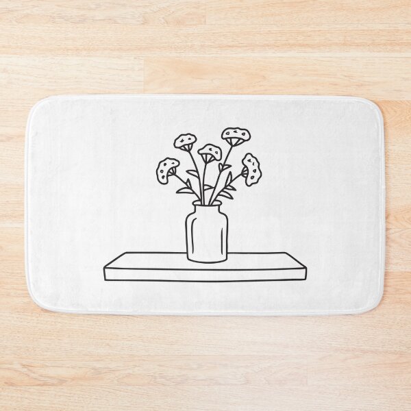 Item preview, doodle illustration of a rustic vase holding verbena and wild blooms on a wall shelf designed and sold by rasagamastore.