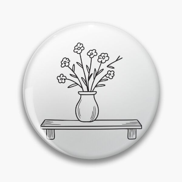 Item preview, doodle illustration of a ceramic vase with verbena and other wildflowers on a bookshelf designed and sold by rasagamastore.