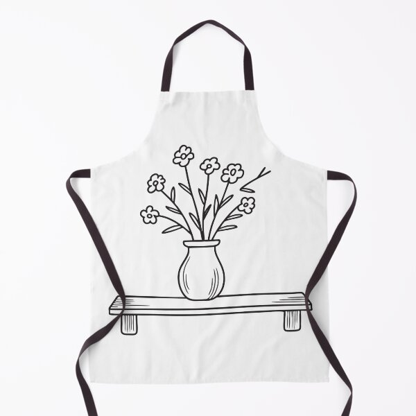 Item preview, doodle illustration of a ceramic vase with verbena and other wildflowers on a bookshelf designed and sold by rasagamastore.
