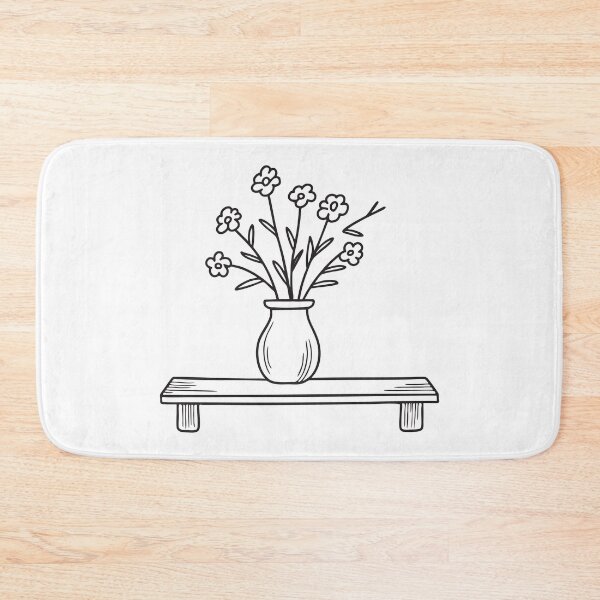Item preview, doodle illustration of a ceramic vase with verbena and other wildflowers on a bookshelf designed and sold by rasagamastore.