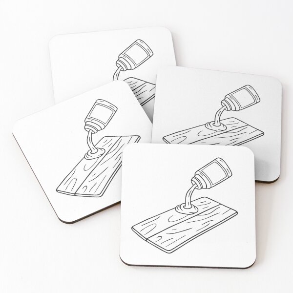 Item preview, doodle illustration of a thin veneer being glued onto a smooth wooden surface designed and sold by rasagamastore.