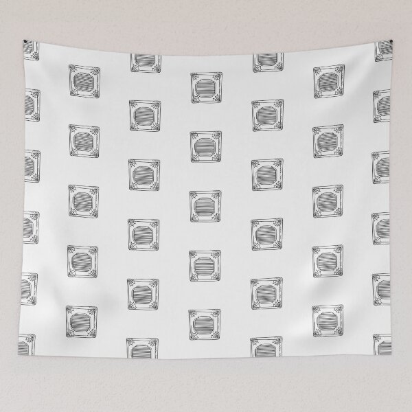 Item preview, doodle illustration of an old air vent in a wall with cobwebs around the edges designed and sold by rasagamastore.