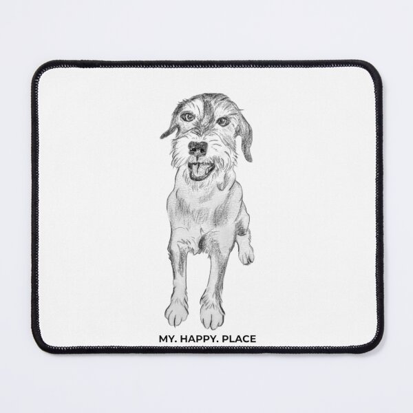 Item preview, MY HAPPY PLACE Shaggy Dog – Pencil Drawing & Saying designed and sold by alilu-art .