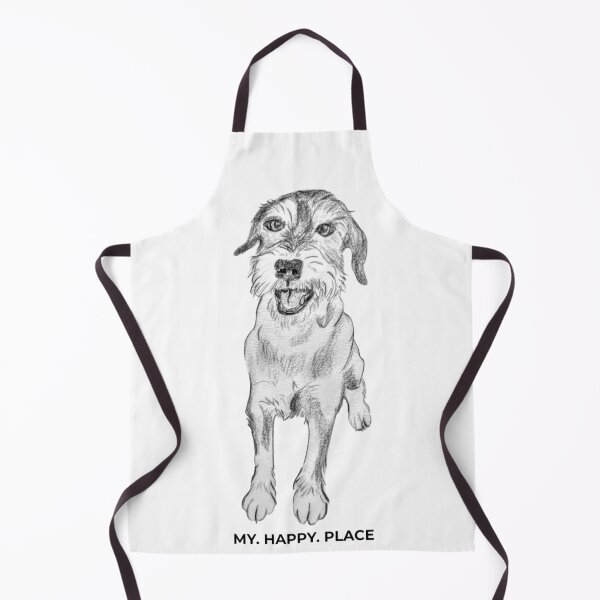 Item preview, MY HAPPY PLACE Shaggy Dog – Pencil Drawing & Saying designed and sold by alilu-art .