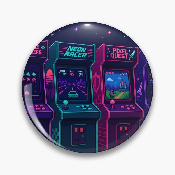 Item preview, Retro Arcade Cabinet Neon Pop Culture Gaming designed and sold by Glitchart66.