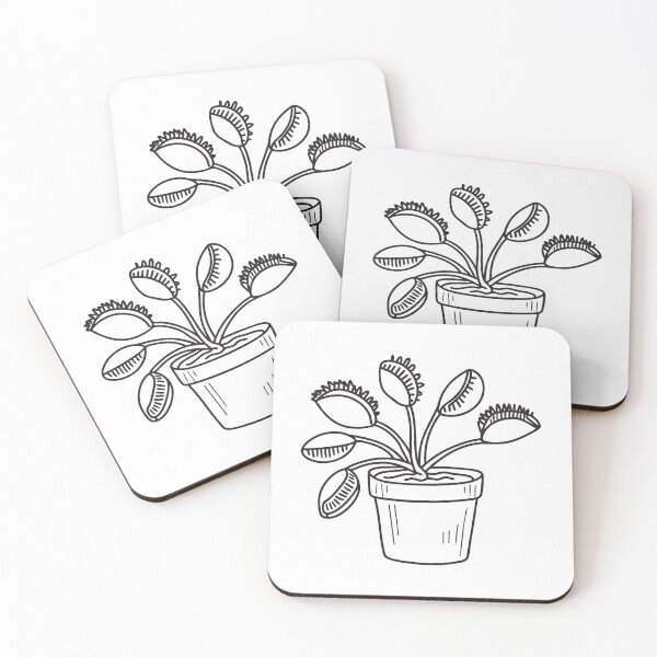 Item preview, doodle illustration of a Venus flytrap plant in a small pot designed and sold by rasagamastore.