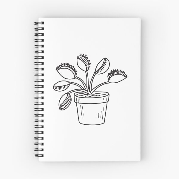 Item preview, doodle illustration of a Venus flytrap plant in a small pot designed and sold by rasagamastore.