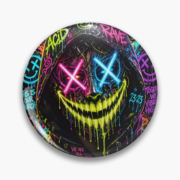 Item preview, Acid Smile Mask – Neon Rave Portrait Graffiti designed and sold by RH Design Lab.