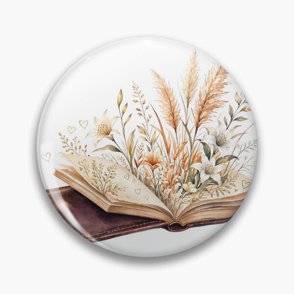 Item preview, Vintage Magic Journal with Pampas Grass and Golden Hearts designed and sold by CraftyValley.
