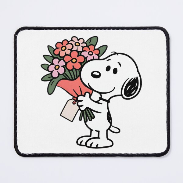 Item preview, Adorable Snoopy Holding a Colorful Bouquet of Flowers Illustration designed and sold by echohashtag.