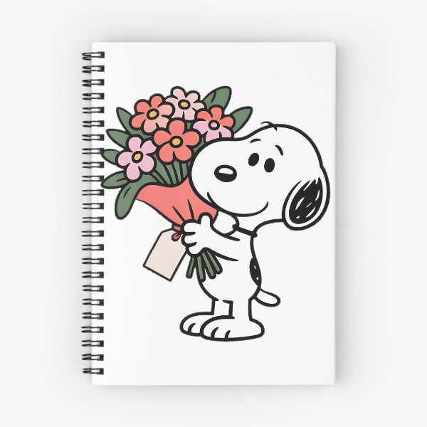 Item preview, Adorable Snoopy Holding a Colorful Bouquet of Flowers Illustration designed and sold by echohashtag.