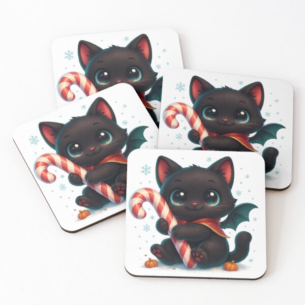 Item preview, Kawaii Kitty Hugging Giant Candy Cane | Cozy Christmas Cat designed and sold by PrintCreations9.
