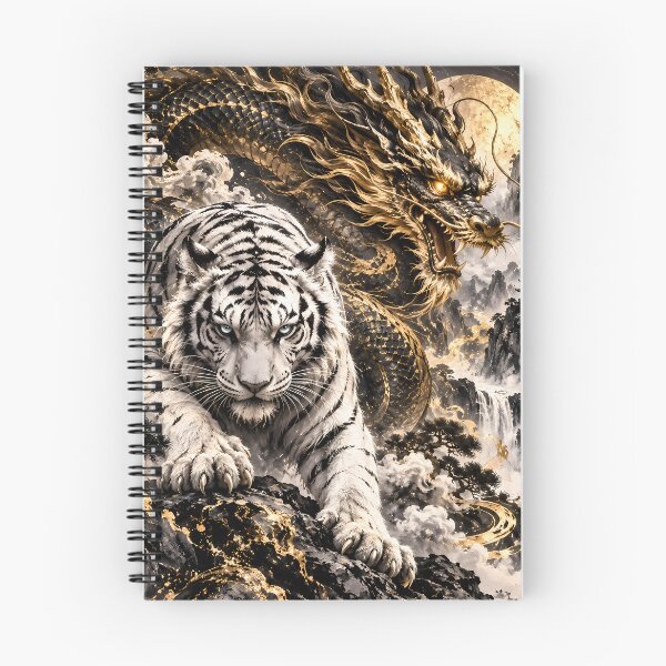 Item preview, White Tiger and Chinese Dragon Under the Full Moon designed and sold by ManJiangHong.