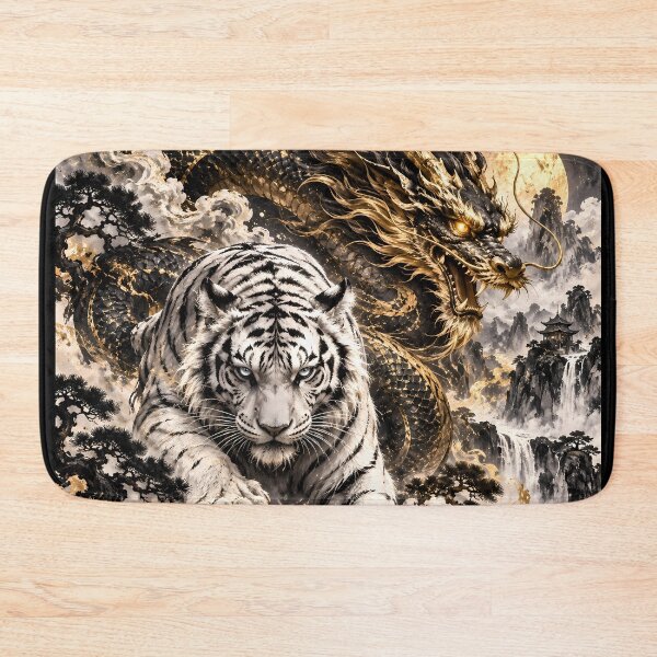 Item preview, White Tiger and Chinese Dragon Under the Full Moon designed and sold by ManJiangHong.