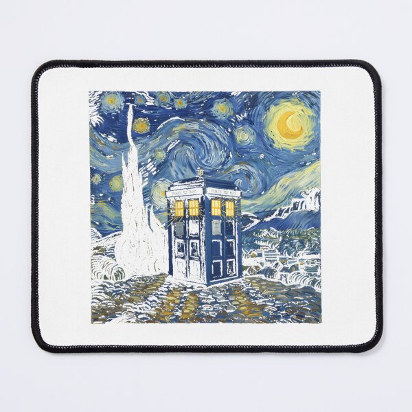 Item preview, Starry Night Inspired Tardis Artwork with Cosmic Sky and Space Elements designed and sold by squaredesign.