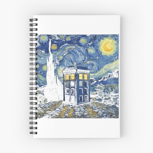 Item preview, Starry Night Inspired Tardis Artwork with Cosmic Sky and Space Elements designed and sold by squaredesign.