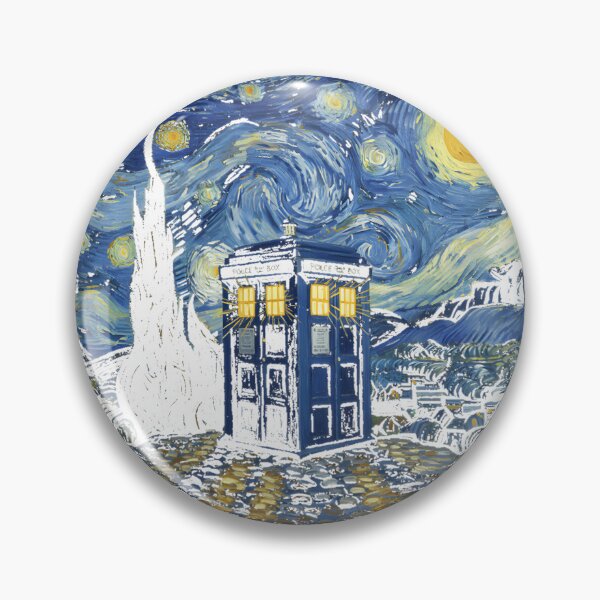 Item preview, Starry Night Inspired Tardis Artwork with Cosmic Sky and Space Elements designed and sold by squaredesign.