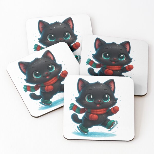 Item preview, Ice Skating Cat | Kawaii Kitty on Ice with Flying Scarf | Cozy Christmas Cat designed and sold by PrintCreations9.