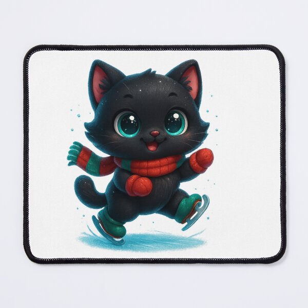 Item preview, Ice Skating Cat | Kawaii Kitty on Ice with Flying Scarf | Cozy Christmas Cat designed and sold by PrintCreations9.