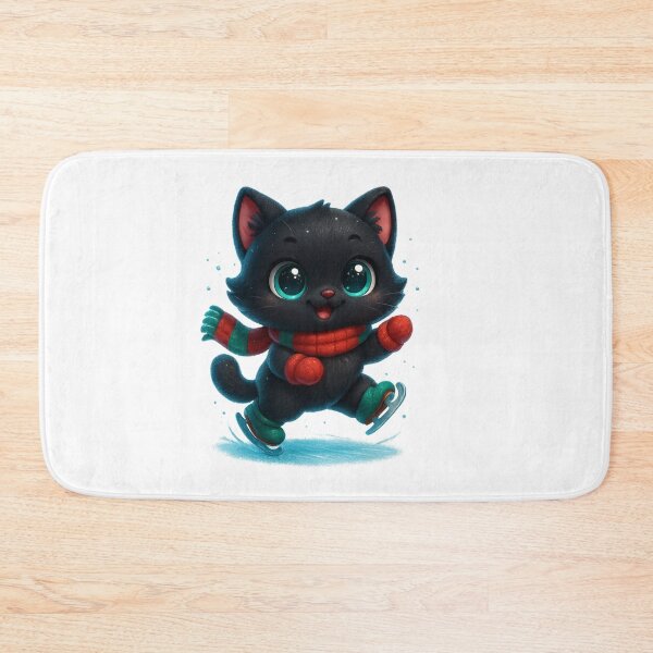 Item preview, Ice Skating Cat | Kawaii Kitty on Ice with Flying Scarf | Cozy Christmas Cat designed and sold by PrintCreations9.