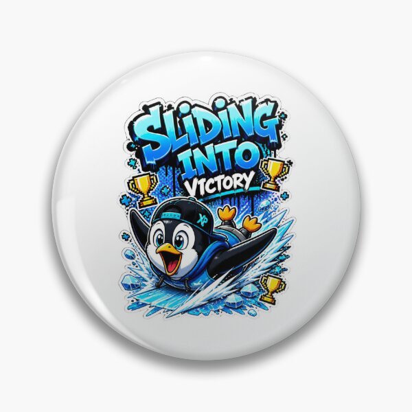 Item preview, Sliding Into Victory Penguin Gamer Sticker | Funny Graffiti Gaming Animal Art designed and sold by Panom Suavichien.