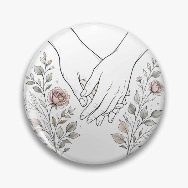 Item preview, Minimalist Holding Hands Line Art with Pink Roses designed and sold by CraftyValley.