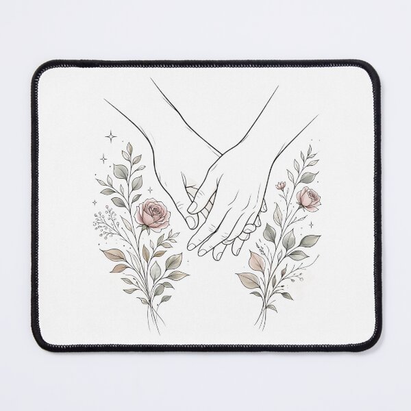 Item preview, Minimalist Holding Hands Line Art with Pink Roses designed and sold by CraftyValley.