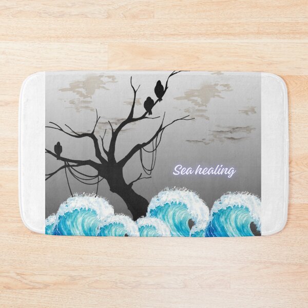 Item preview, Sea Healing Ocean Waves Silhouette Tree Birds Coastal Nature Meditation Art designed and sold by Zack4Fashion.
